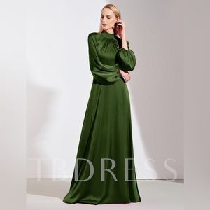 Long Sleeve Dark Green Evening Gown- Size 14